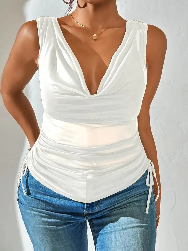Pure Desire Style V-neck Sleeveless Spicy Sexy High Waist Crop Top