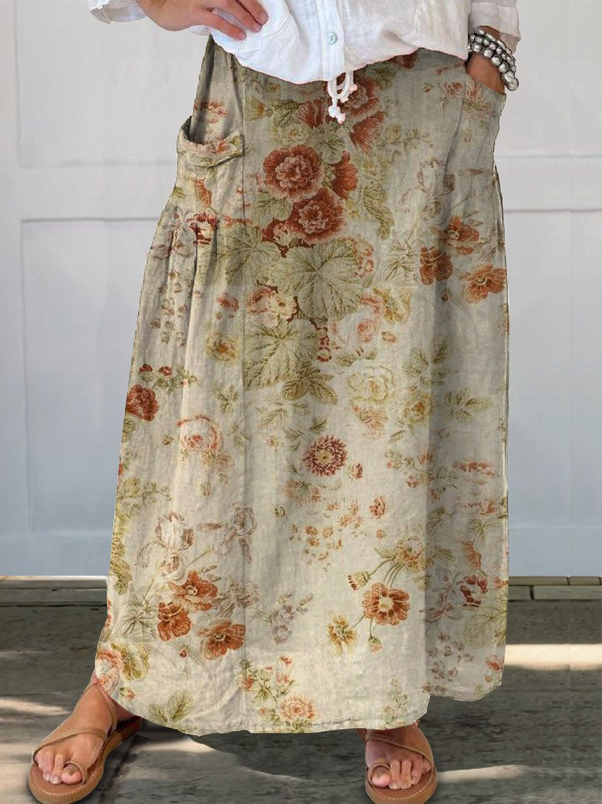 New Floral Pattern 3D Printed Skirt With Pockets