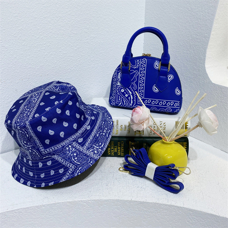 Cashew Flower Fisherman's Hat Shell Handbag Set