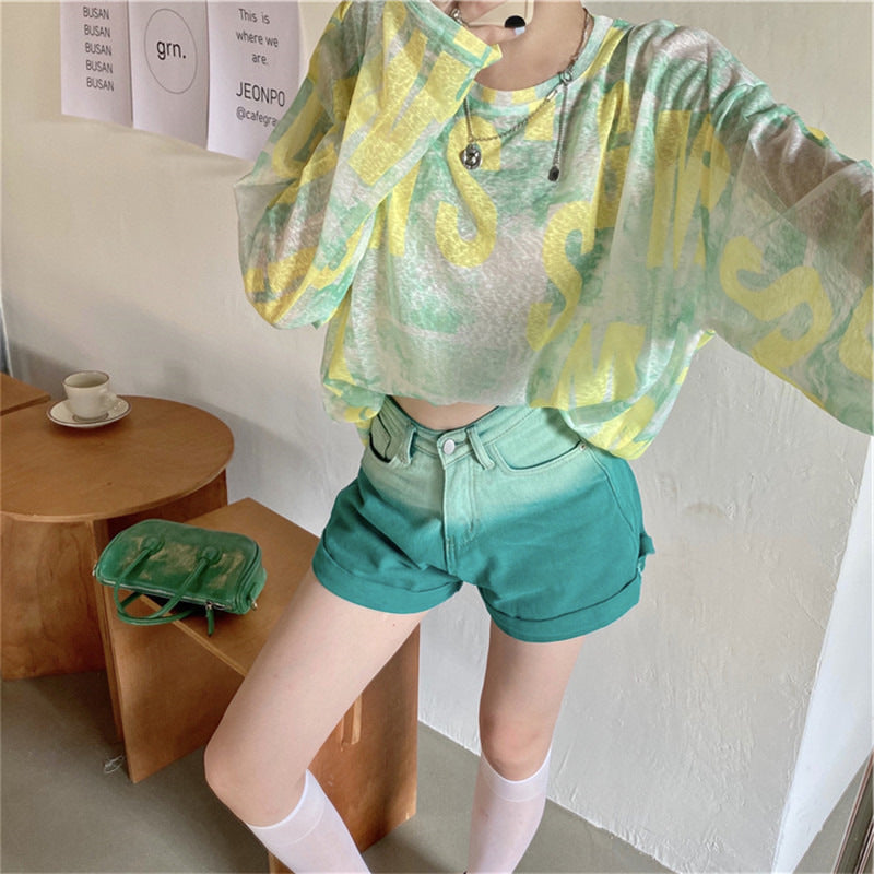 Women's Loose Long-sleeved Mesh Sun Protection Pullover