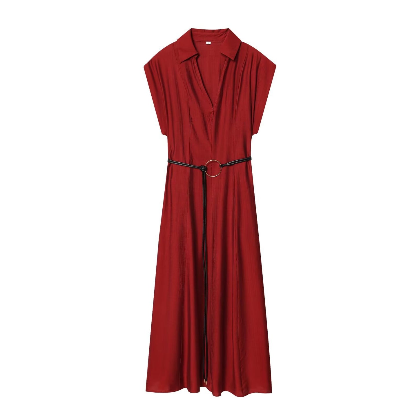 Slim Fit Waist Belt Jumpsuit Mid Length Dress