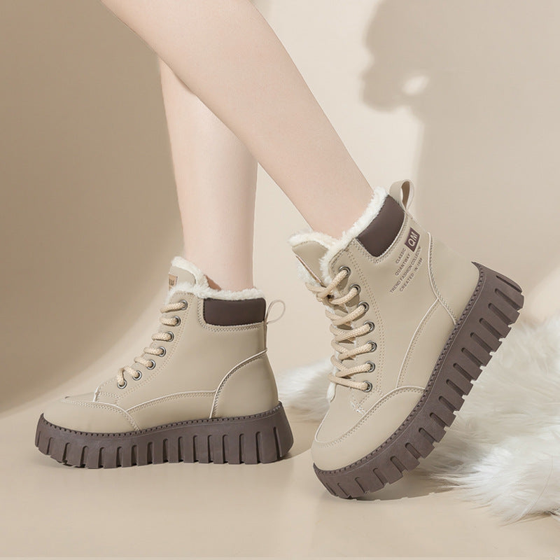 Velvet Cotton Shoes Women's Shoes British Style Martin Female Boots Booties