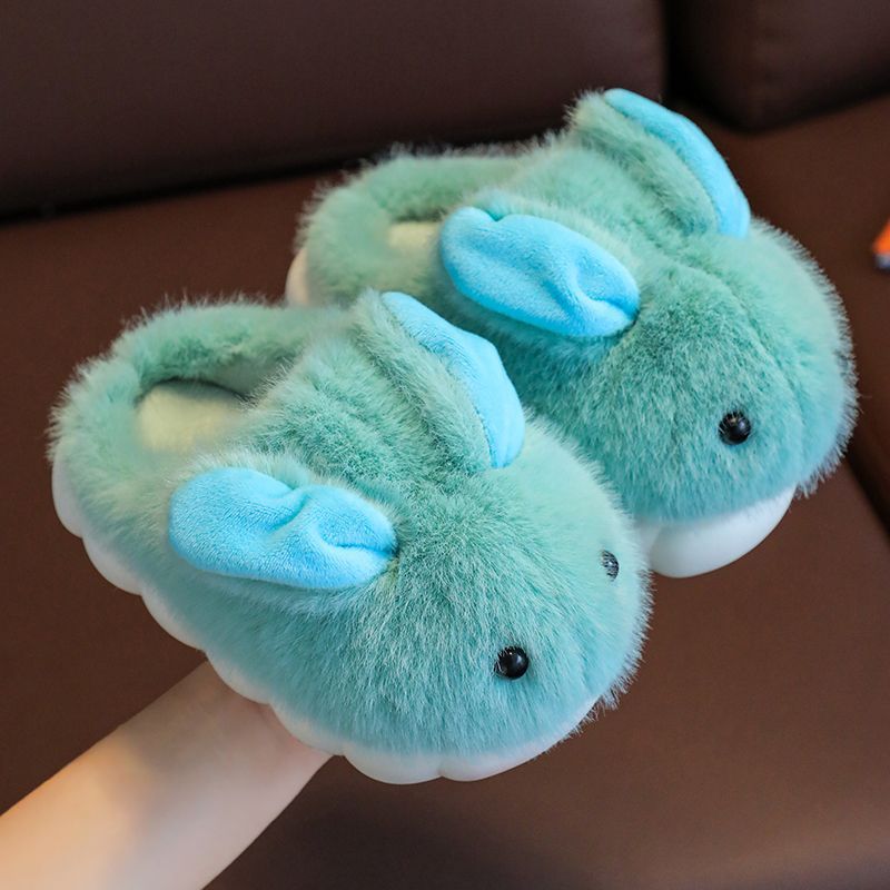 Winter Soft Sole Household Cartoon Cute Rabbit Big Medium And Small Children's Woolen Shoes