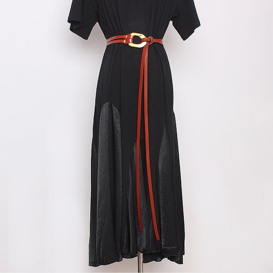 Double Leather Belt With Vintage Metal Buckle