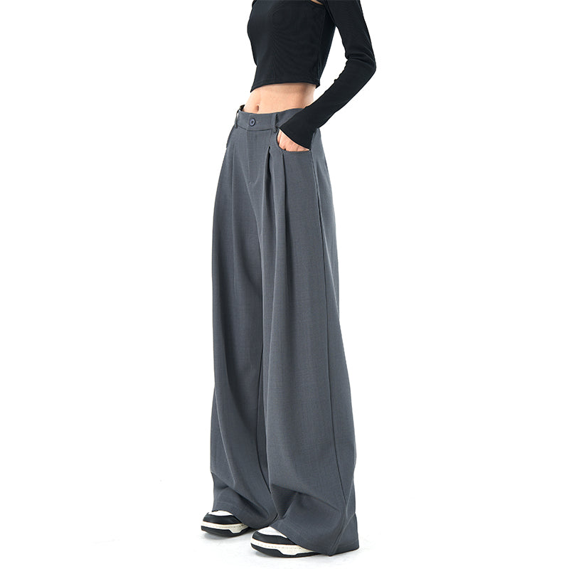 Women's Loose Gray Suit Pants