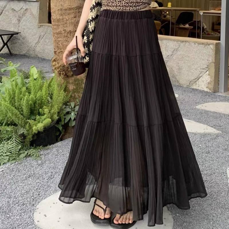 Elastic Waist Cross-body Slimming Dress Big Hem Umbrella Skirt