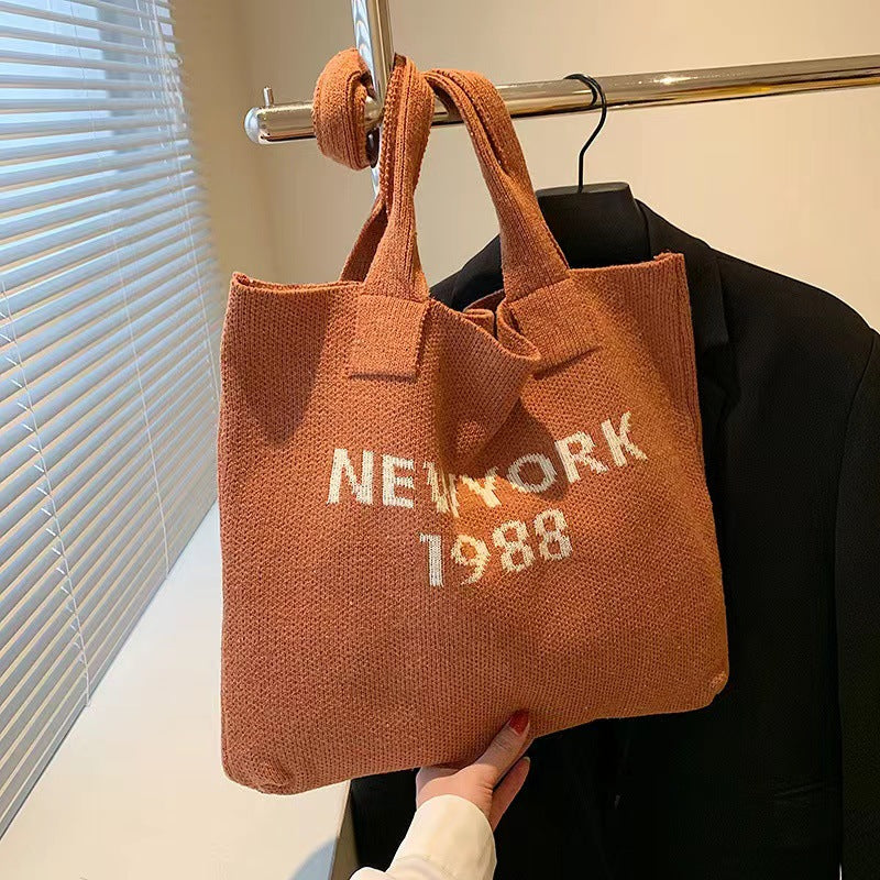 Mode Stor Kapacitet Ny Håndbåret Strikketaske