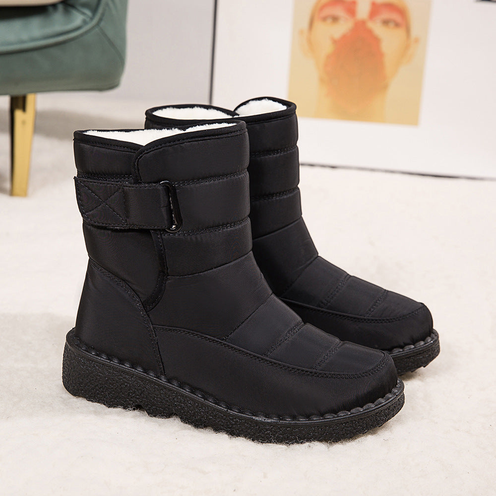 Winter Fabric Casual Cotton Shoes Mid-tube Artificial Wool Plus Velvet Thick Snow Boots