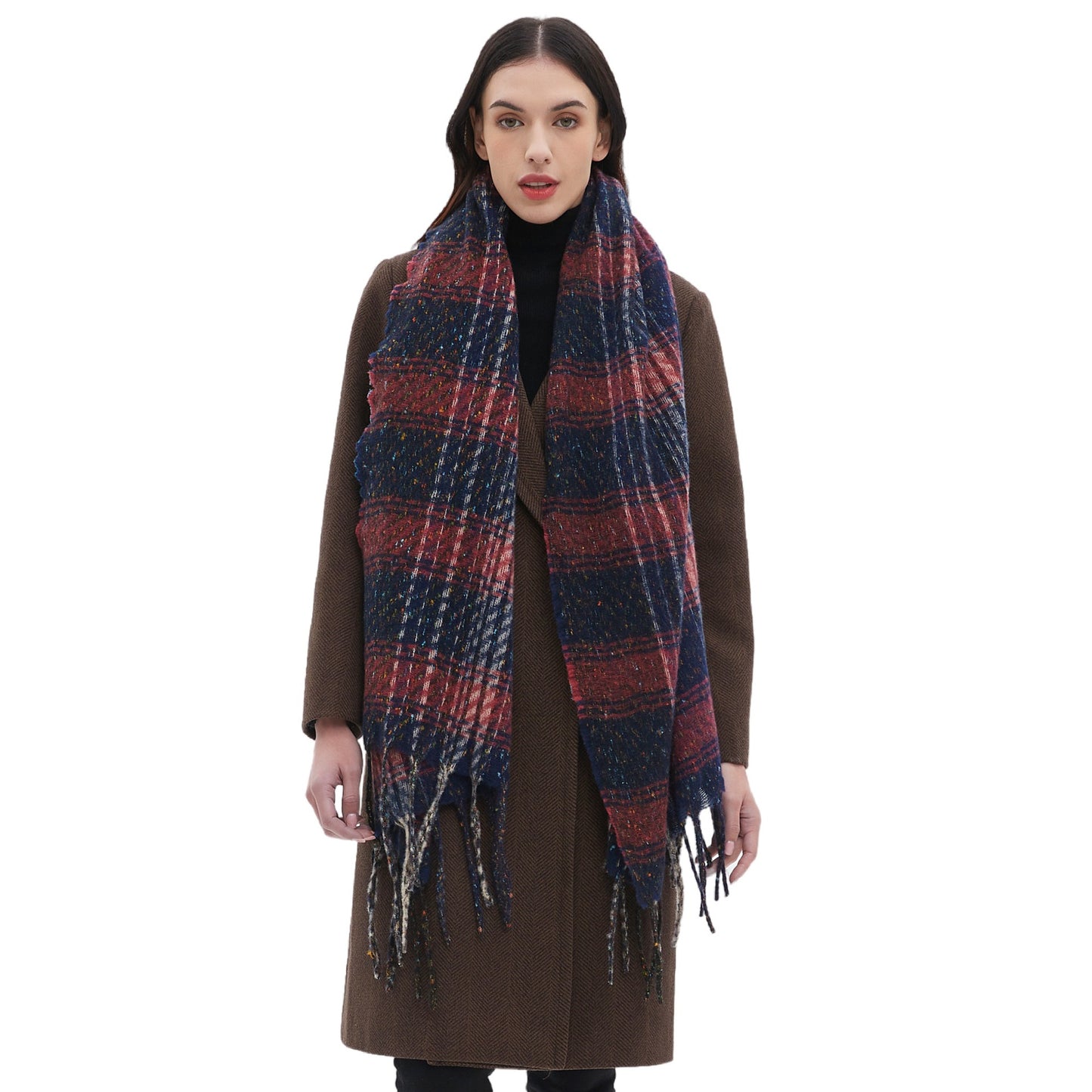 European And American Men's And Women's Plaid Tassel Scarf