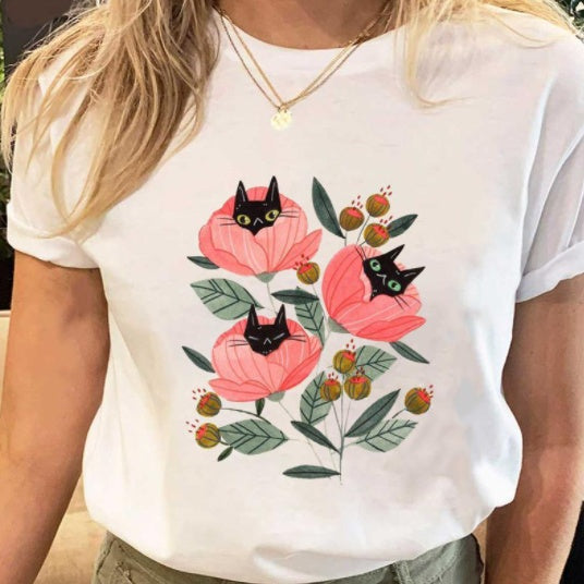 Street Hip Hop Women's Plus Size Short Sleeved T Shirt
