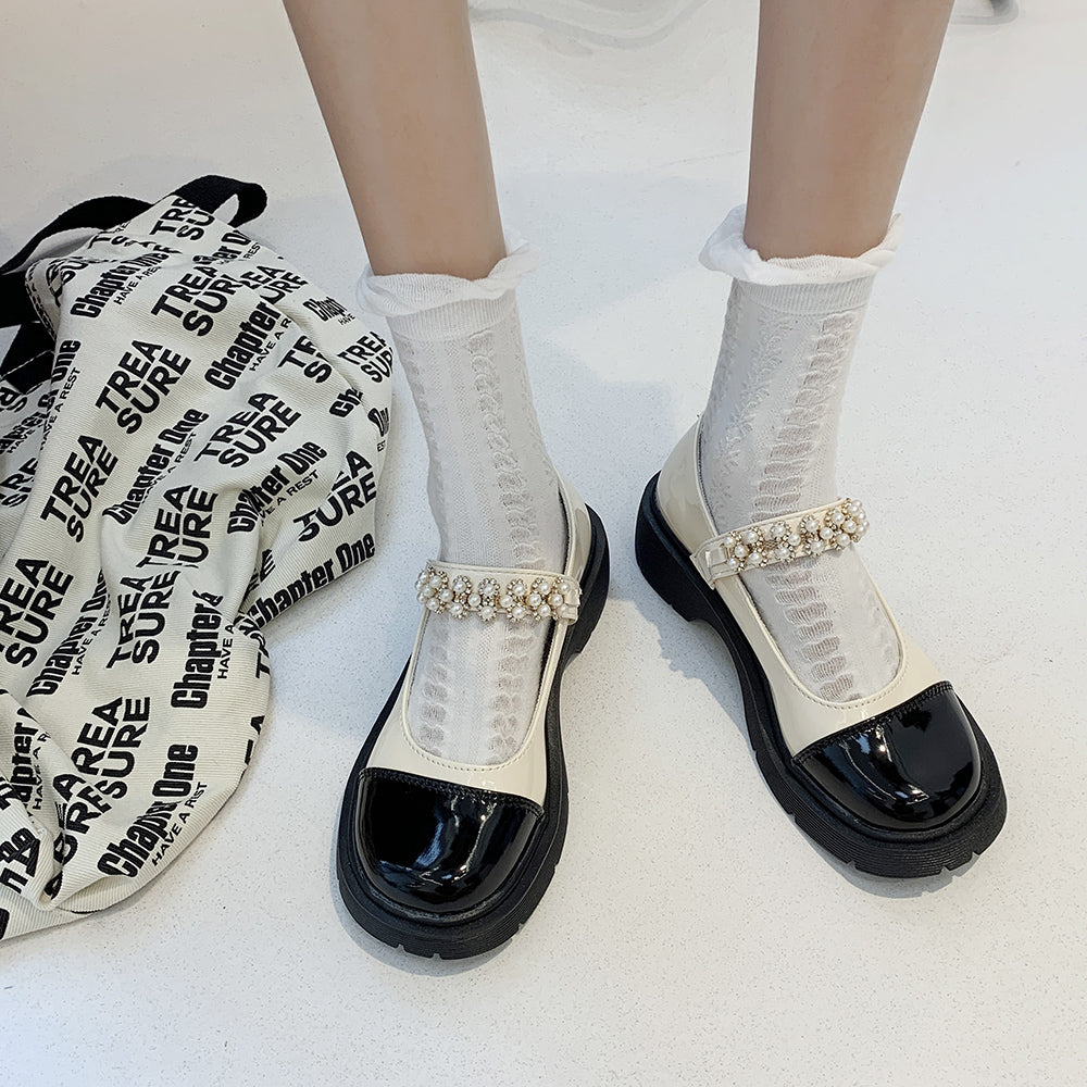 Women's Leather Shoes Thin Japanese Jk With Skirt And Thick-soled Shoes Trend