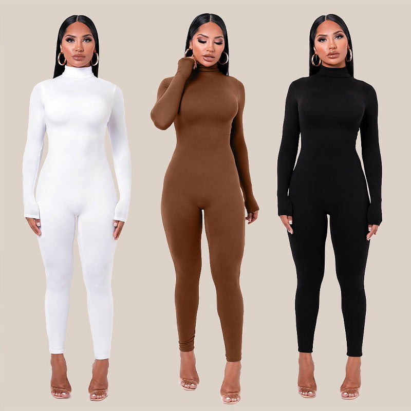 Ensfarvet Skinny Sports Fitness Jumpsuit