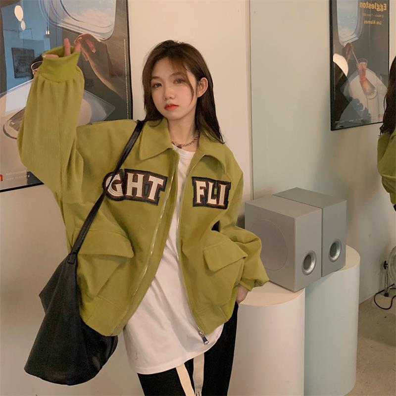 Women's Retro Alphabet Casual Corduroy Jacket