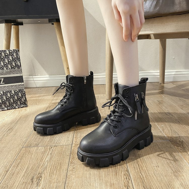 Zipper Trifle Inner Increased Motorcycle Short Boots