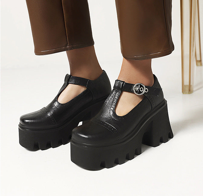 Round Toe Buckle Thick-soled Casual Foreign Trade Women's Shoes
