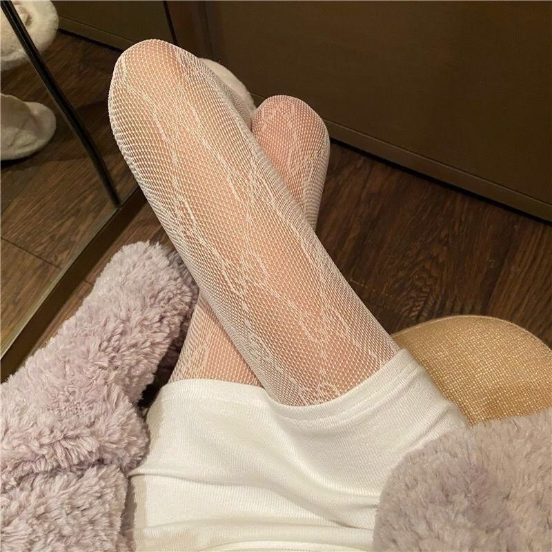 Hollow Lace Mesh Stockings Bottoming Pantyhose Japanese Lolita Retro