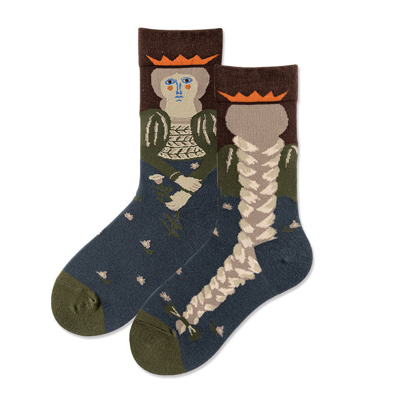 Literary Women Stockings Trend Illustration Color Socks