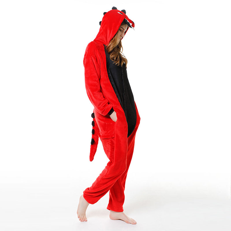 Flannel Dinosaur Animal One-piece Pajamas