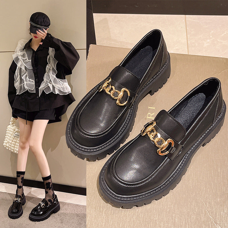 British Retro Style Round Toe Shoes