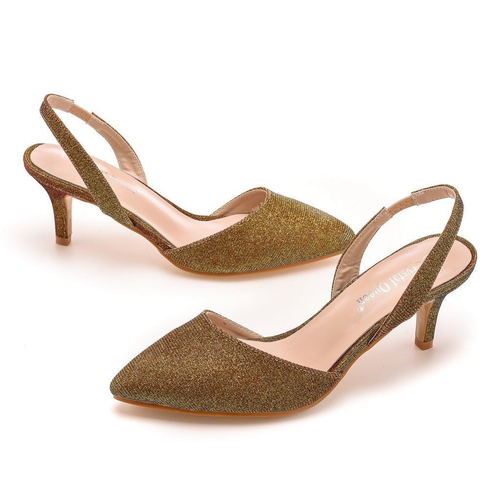Low-cut Pointed-toe Color-changing Cloth Plus Size Sandals  6cm