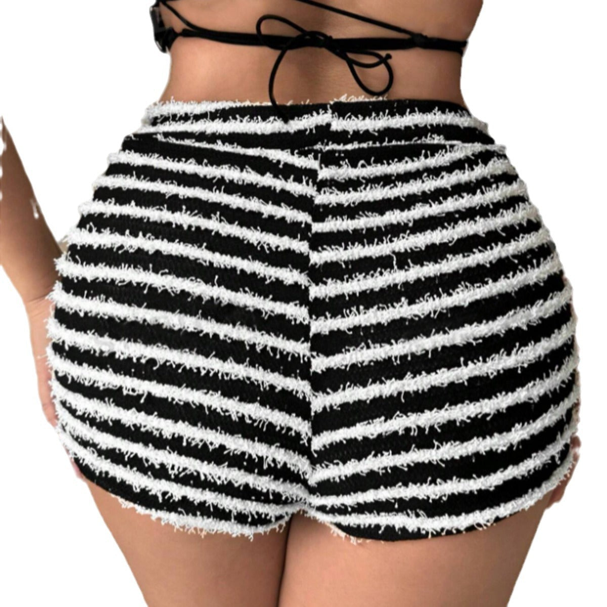 Texture Striped Shorts Loose Casual New