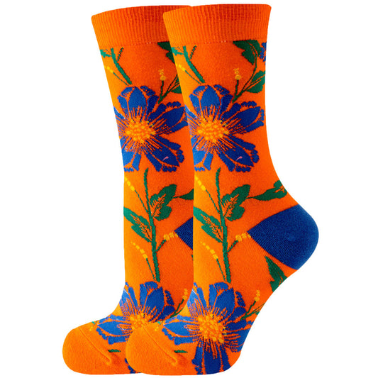 Mid tube ladies cotton cartoon socks jacquard socks