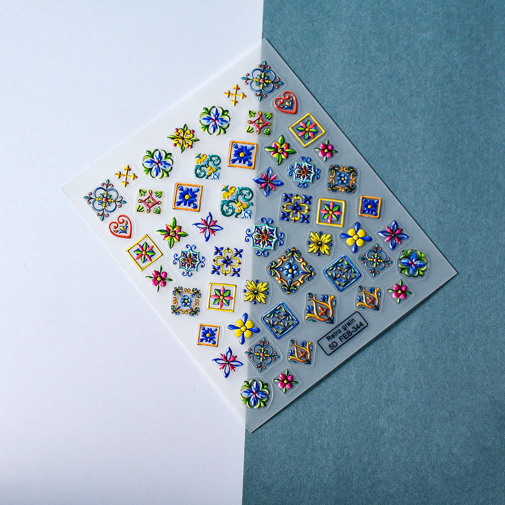5D Three-dimensional Painted Ethnic Style Nail Sticker