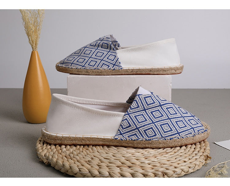 Breathable Casual Couple Ramie Sole Shoes Men And Women Fisherman Slip-on Canvas Shoes