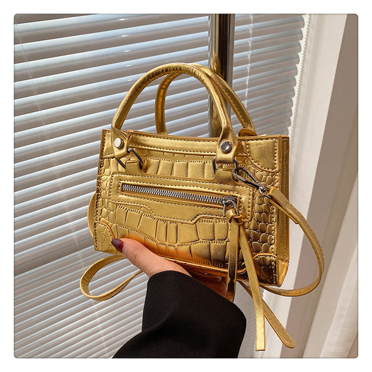 Textured Shoulder Messenger Bag Small Square