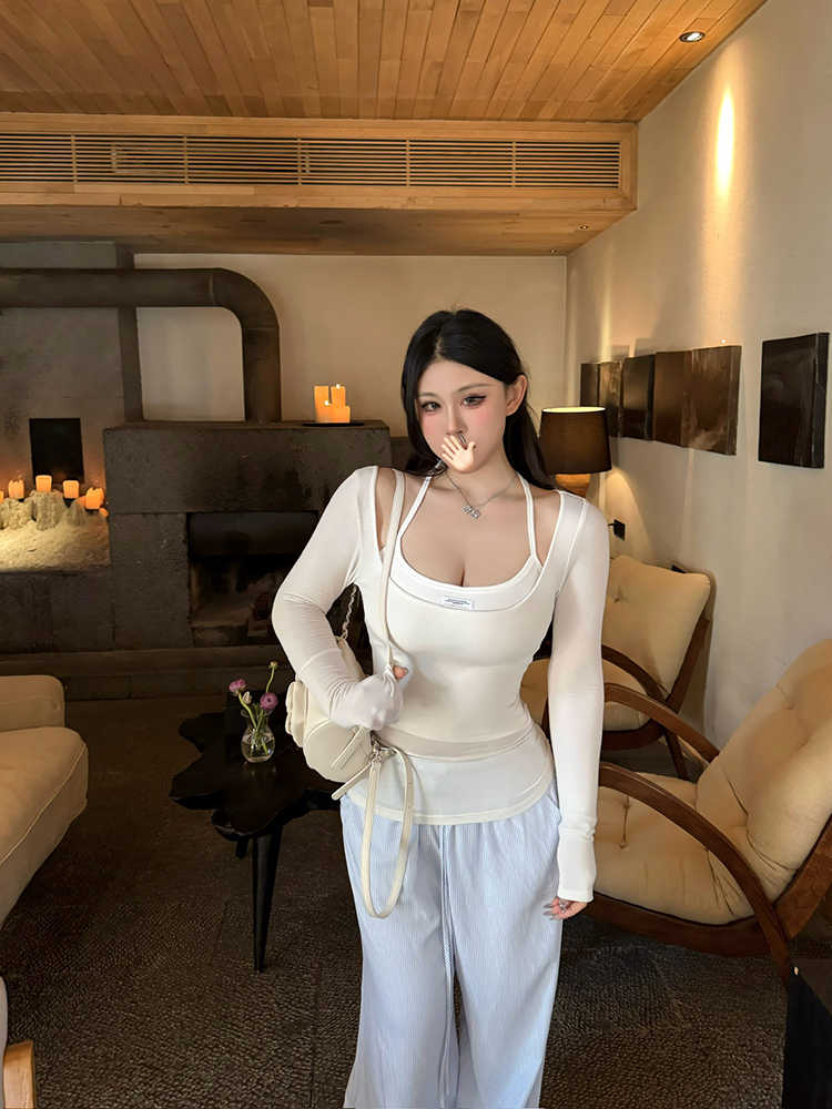 Slimming Inner Real Two-piece Long-sleeved Top For Women