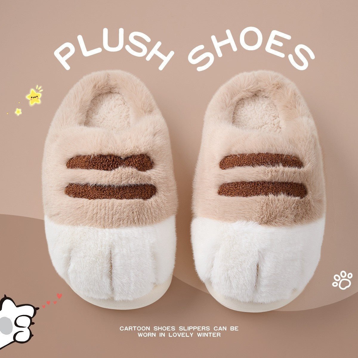 Inner Velvet Thick Soft Soled Keep Warm Outerwear Fluffy Slippers