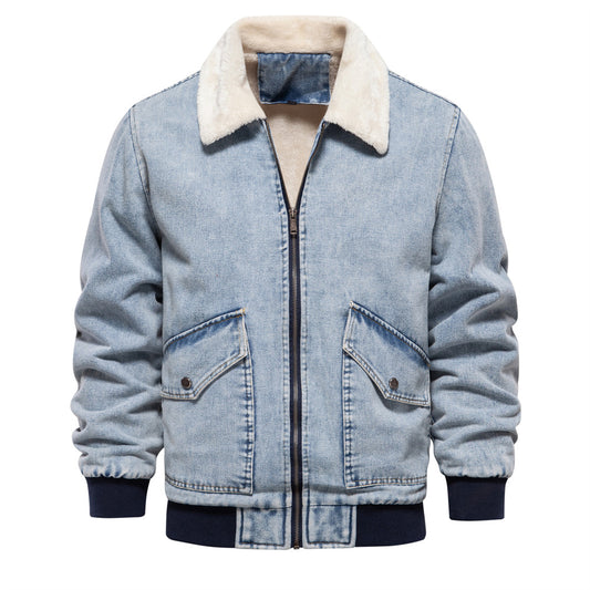 Autumn And Winter New Fleece-lined Denim Coat Jacket