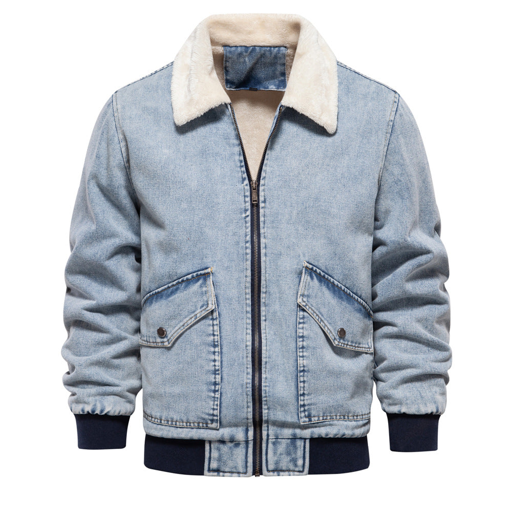 Autumn And Winter New Fleece-lined Denim Coat Jacket