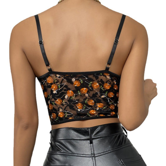 Women's New Style Stitching Embroidery Perspective Lace Camisole