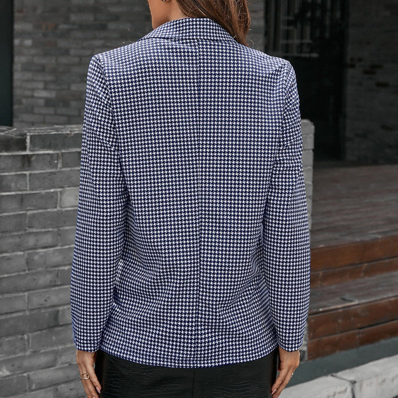 Houndstooth Check Casual Single-breasted Suit