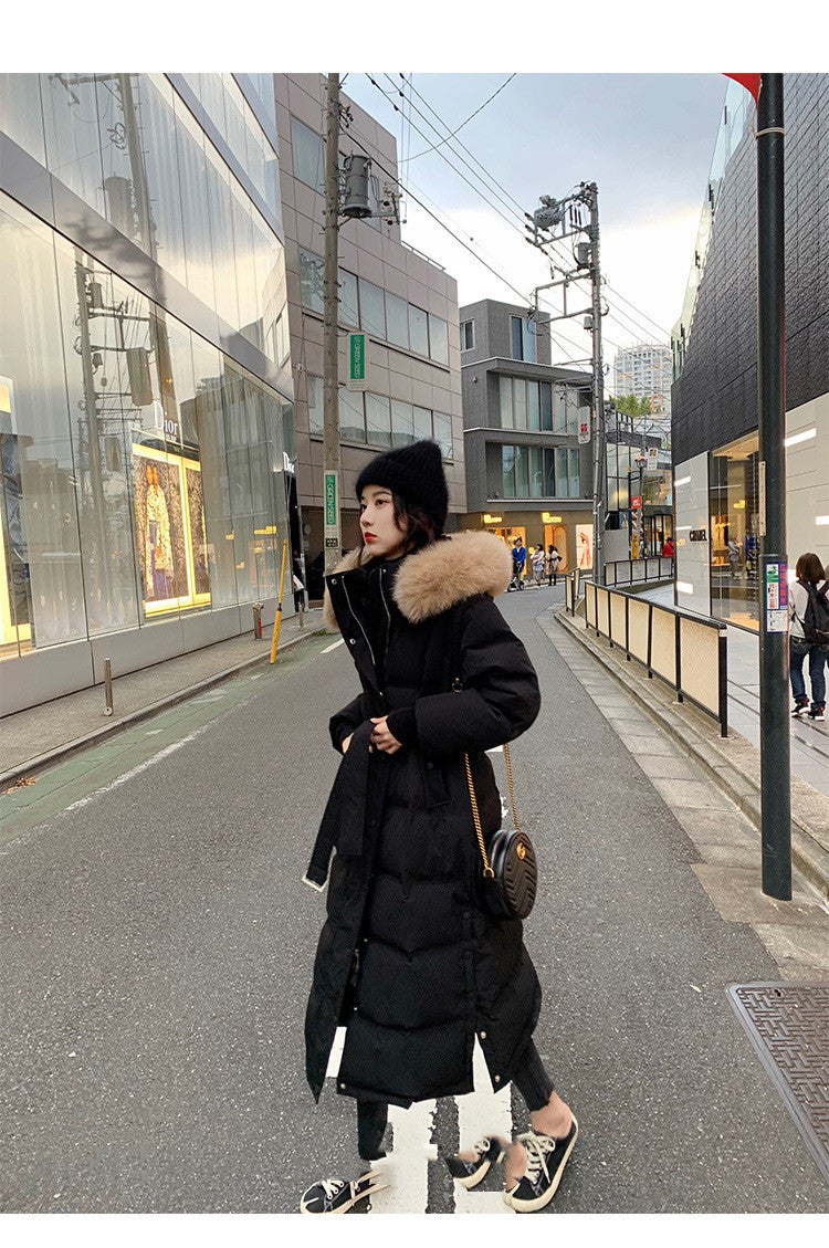 Women's Mid-length Down Jacket Fashion Belt Slim Fit