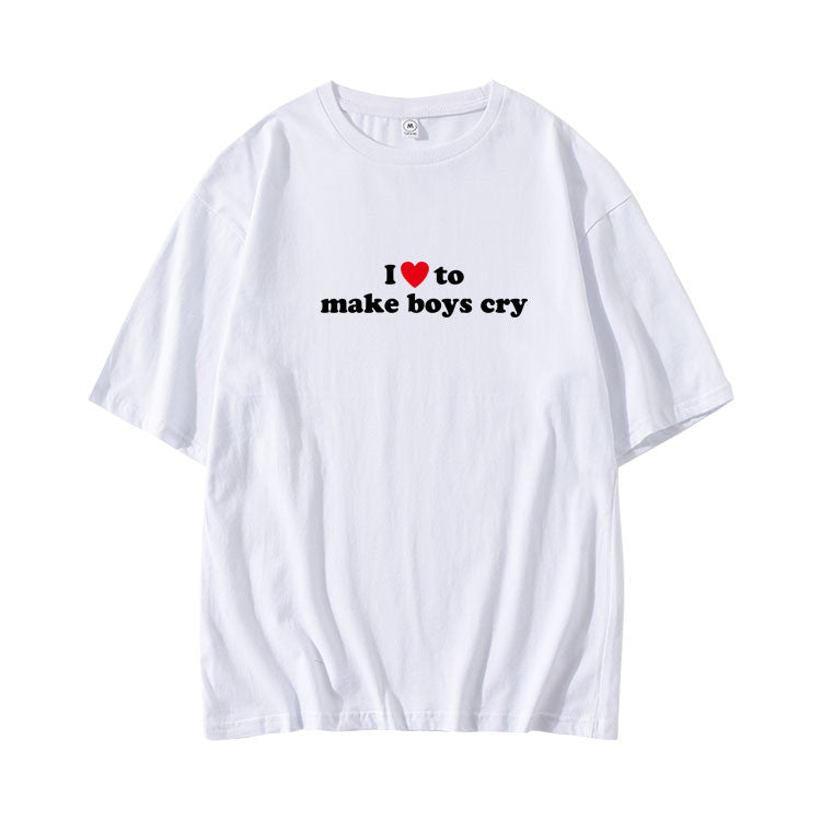 Ladies Short Sleeve Loose Cotton Printed Top