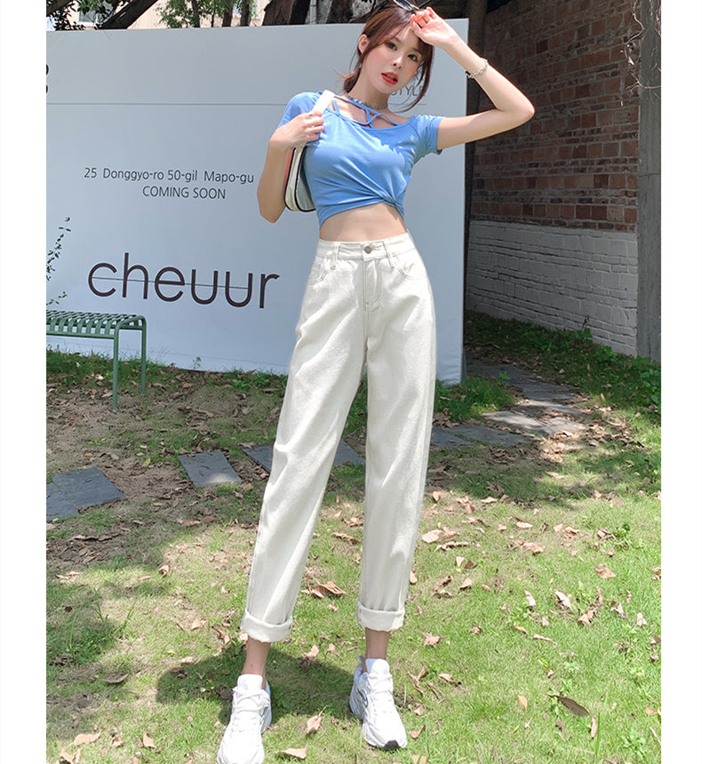 Autumn High-waist Straight-leg Harlan Radish Daddy Women's Pants