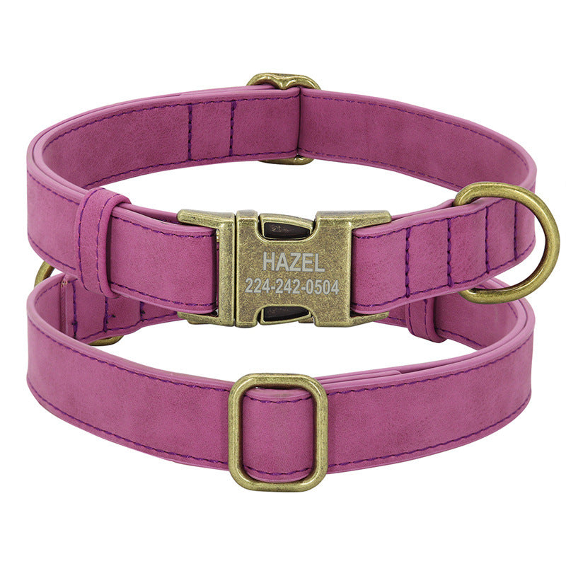 Collar Poly Urethane Leather Small And Medium-sized Dog