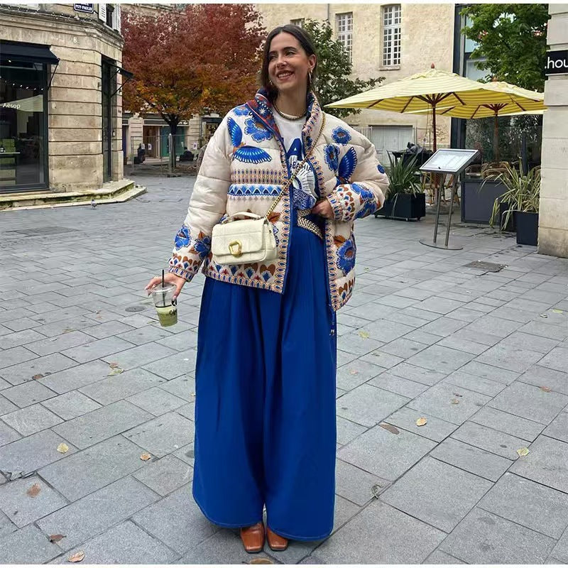 Women's Fashion Positioning Pattern Print Cotton-padded Jacket