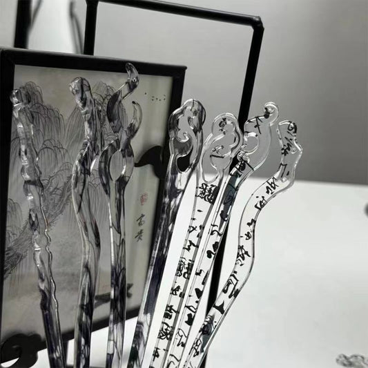 Elegant Chinese-style Hairpin In Traditional Chinese Ink-wash Style
