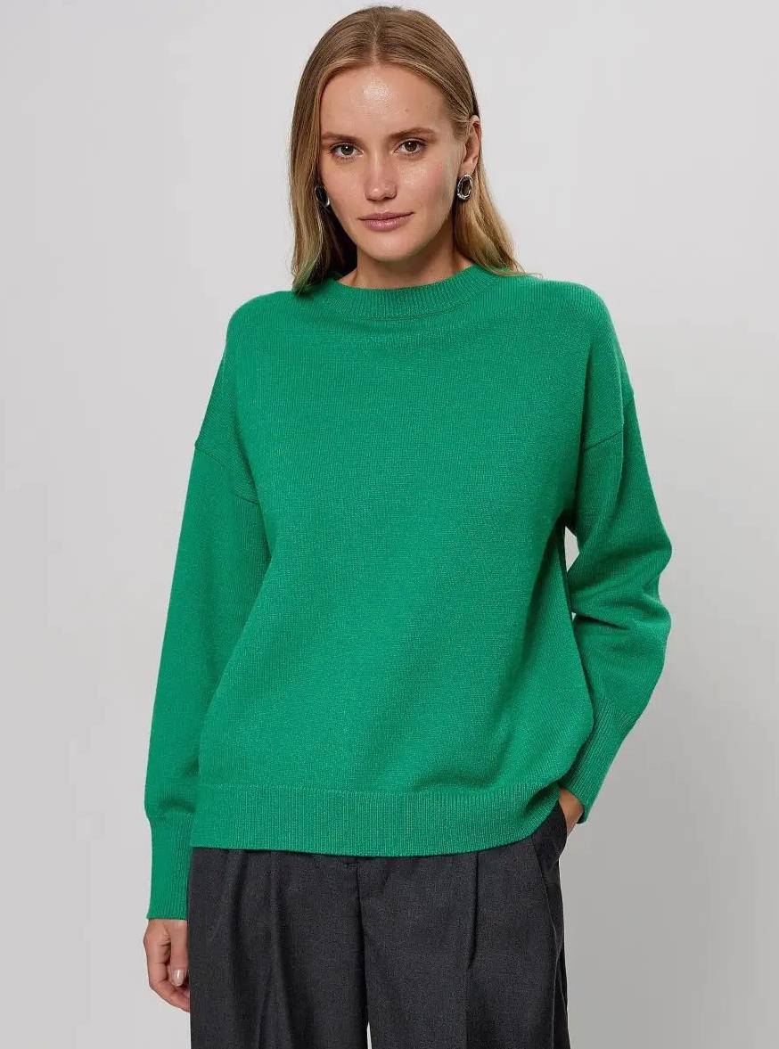 Women's Knitted Round Neck Solid Color Loose Fashion Sweater
