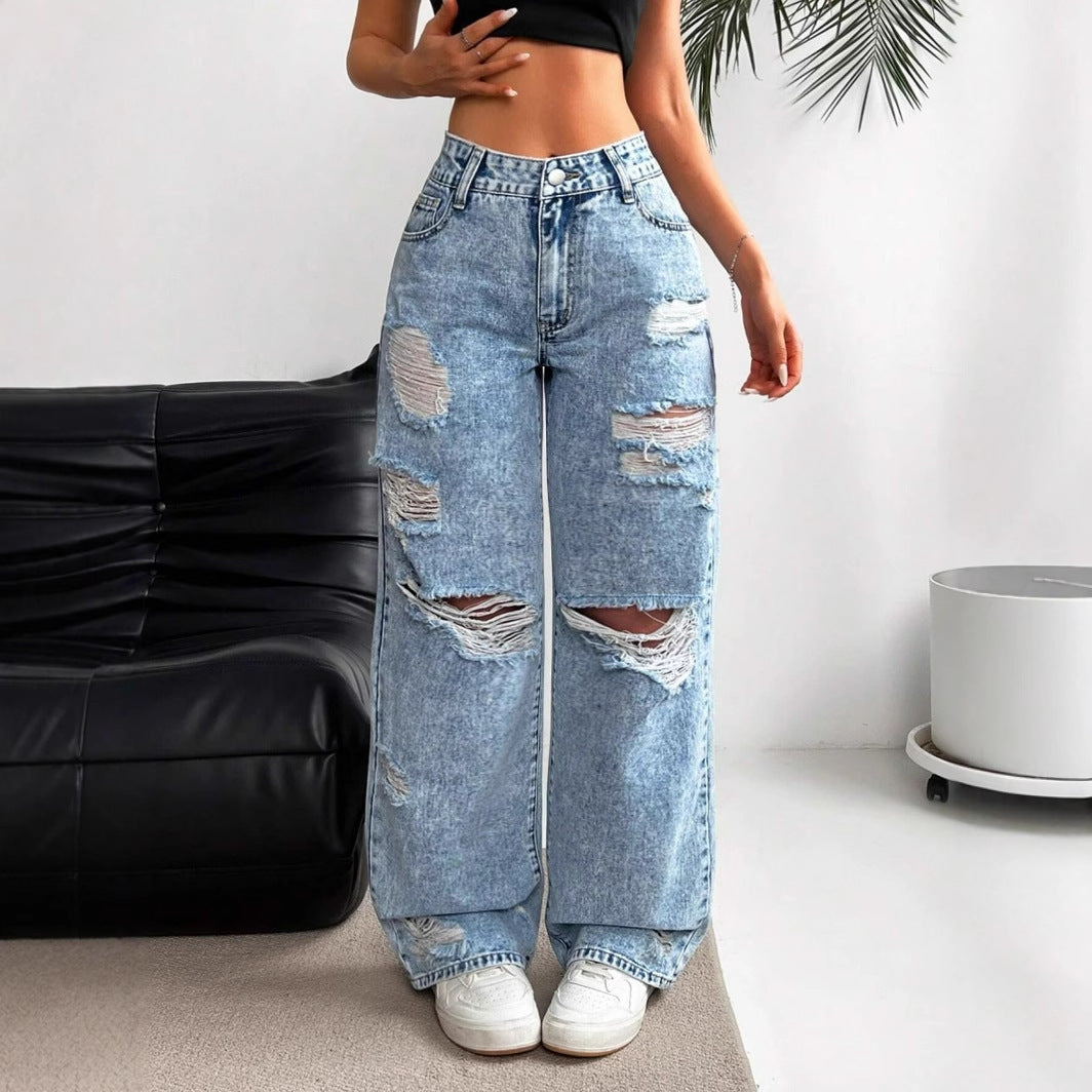 Højtaljede Lige Alsidige Slim-fit Jeans til Kvinder