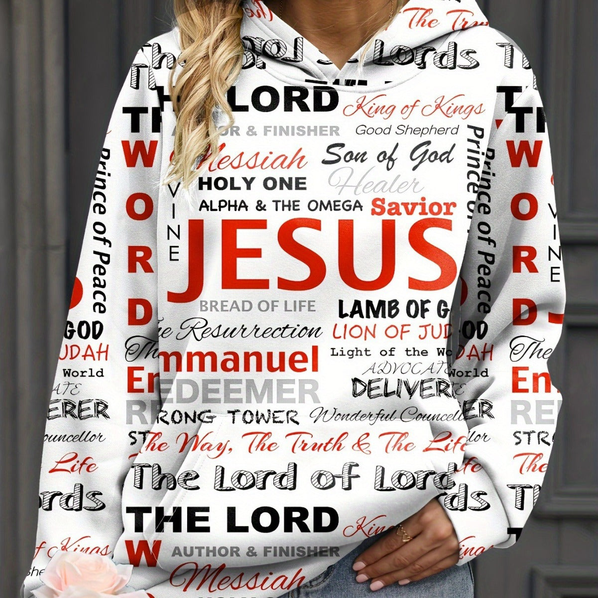 European And American Letter Print Hoodie Casual Kangaroo Pocket Long Sleeve Sweatshirt