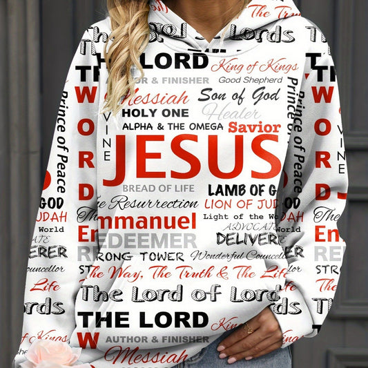European And American Letter Print Hoodie Casual Kangaroo Pocket Long Sleeve Sweatshirt