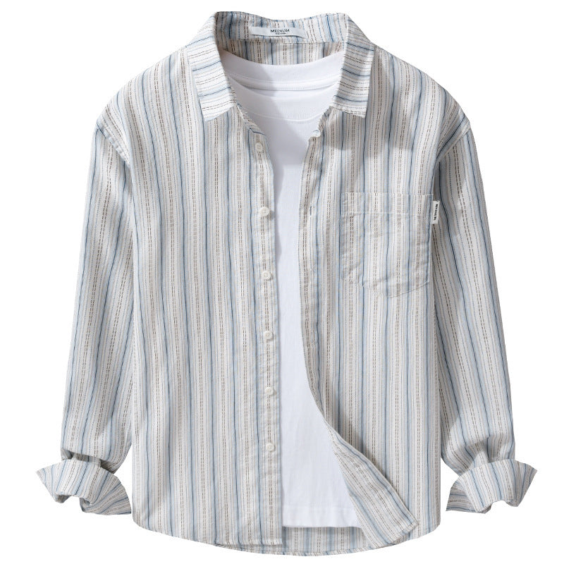 Striped Long-Sleeve Casual All-Match Fashionable Artistic Loose Shirt