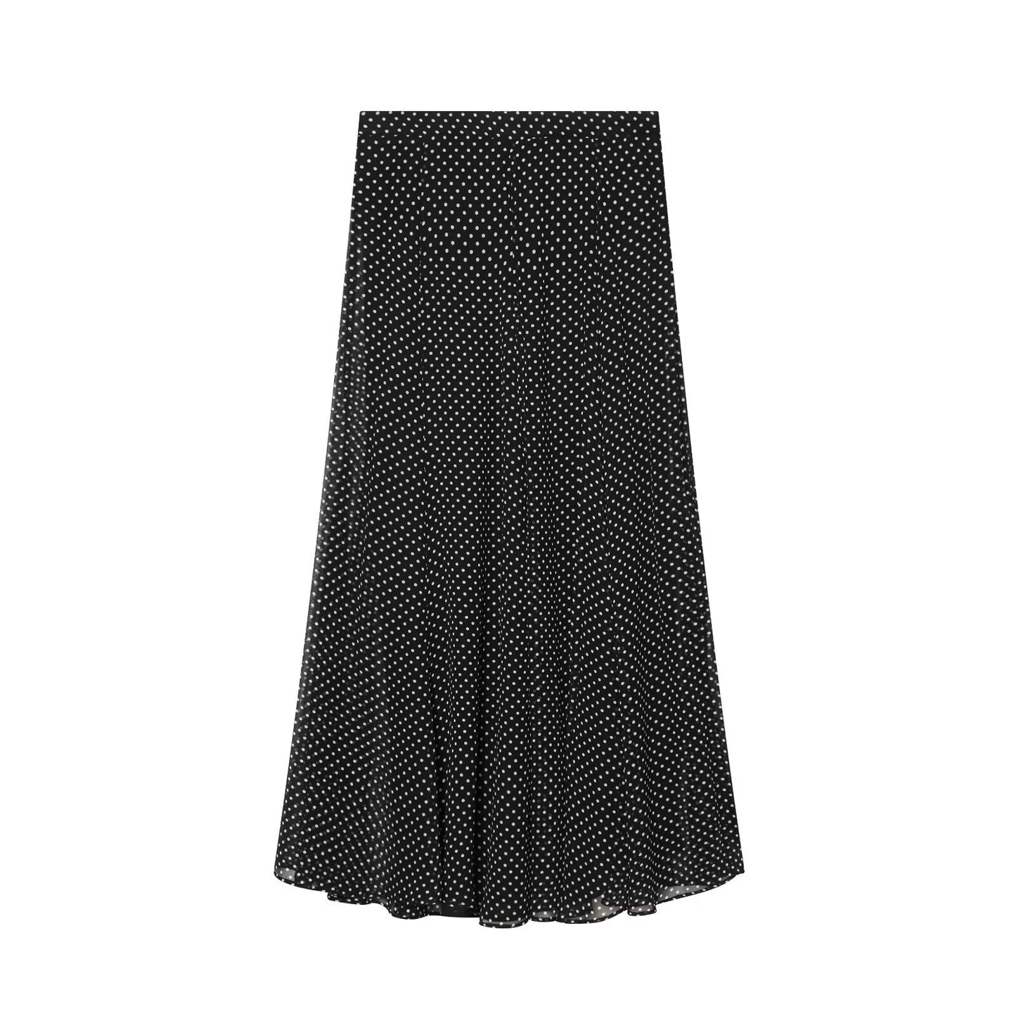 Casual Polka-Dot Bow-Tie Shirt And Polka-Dot Skirt Set