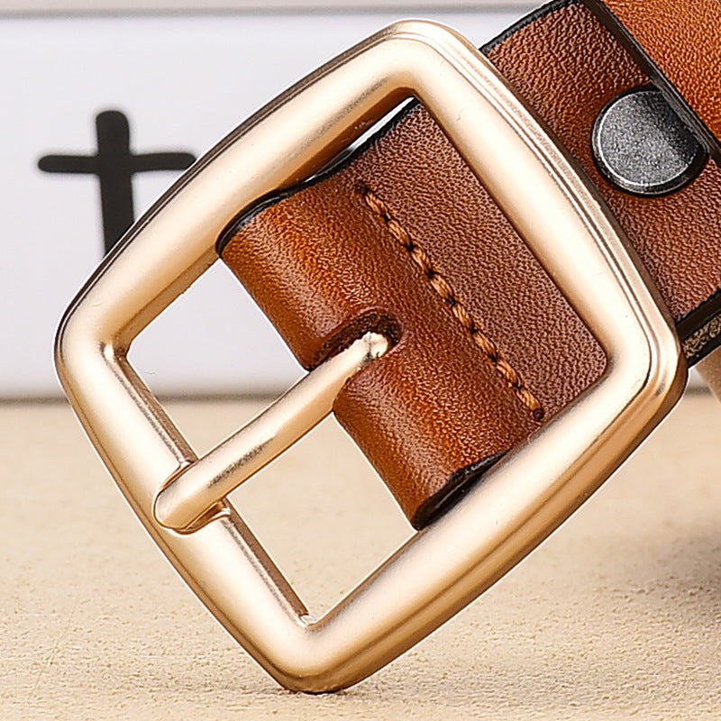 Ladies Korean Style Simple Gold Pin Buckle Belt