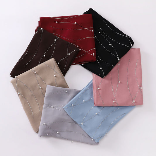 Women's Mesh Rhinestone Headscarf Shawl