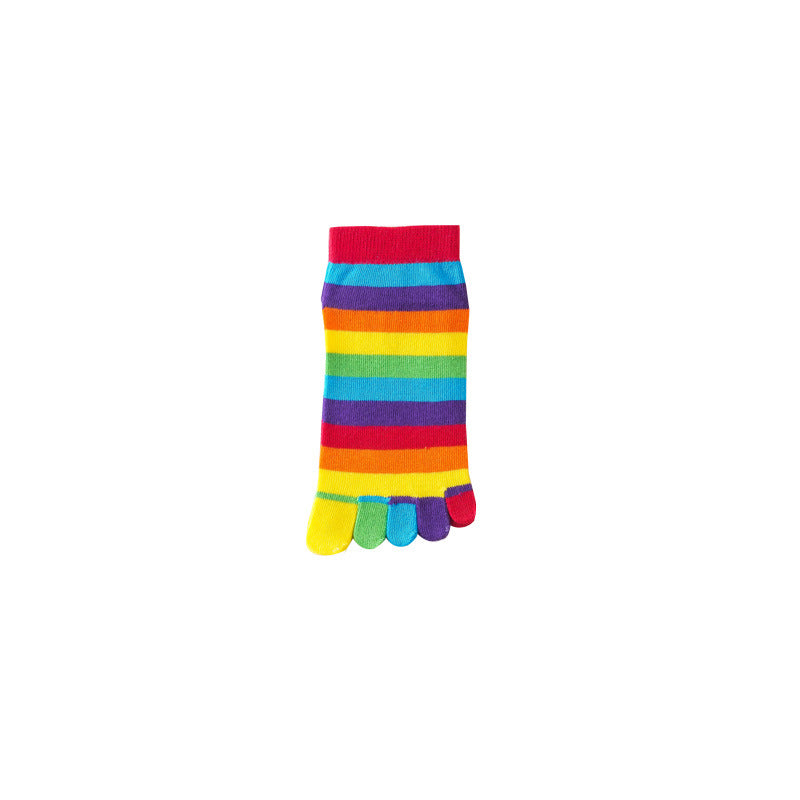 Women's Versatile Rainbow Striped Five Finger Socks